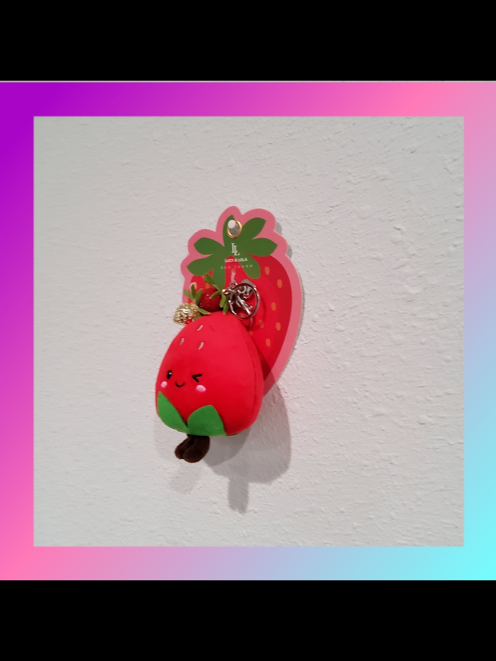 Lucy & Lola Red Strawberry Plush Keychain - Picture 3 of 3